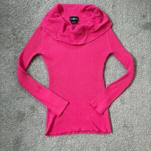 It's Our Time Vibrant Pink Cowl Neck Sweater